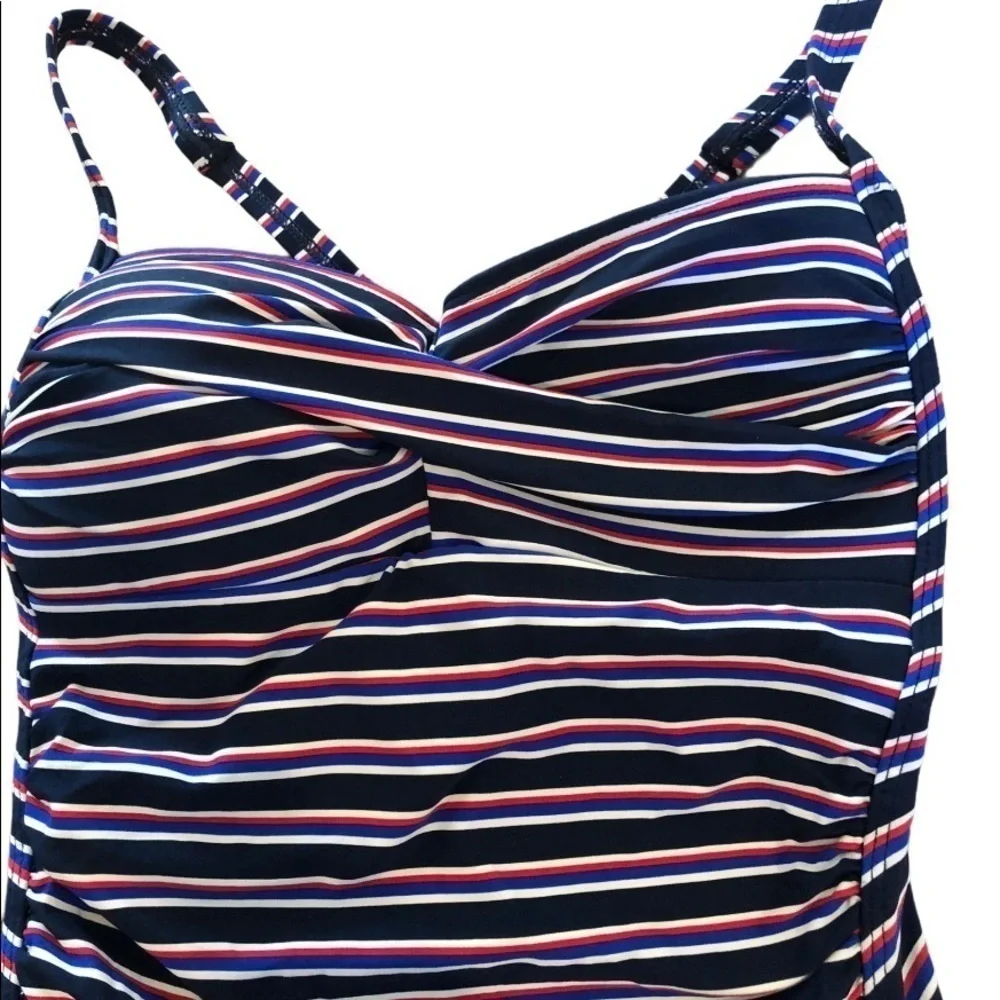 NIP Tuck Bond Eye Tummy Tuck Slimming Swimsuit Size 6 Multi Fit Cup Striped